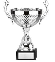 Turin Wide Wide Bodied Silver Presentation Cup With Handles and Marble Base 16.5cm (6 1/2