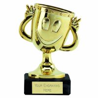 Smiley Man Gold Cup Trophy Cup On A Marble Base 11cm (4 3/8