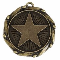 Combo Star Medal and Ribbon Ant Gold 45mm FREE Red White and Blue Ribbon