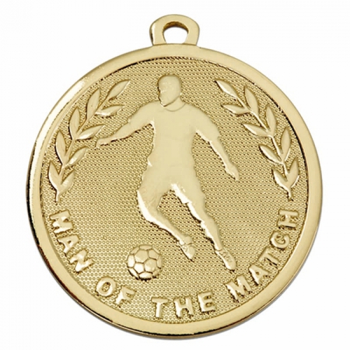 Football Man of the Match Gold Silver Bronze medal &ribbon 50mm free engraving 
