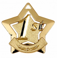 Mini 1st Place Star Medal Gold 60mm