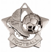 Mini Star Football Medal Silver 60mm