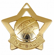 Mini Star Netball Medal Gold 60mm