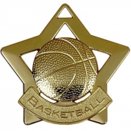Mini Star Basketball Medal Gold 60mm