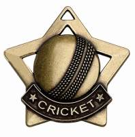 Mini Star Cricket Medal Bronze 60mm