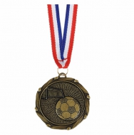Combo45 Football Medal & Ribbon Gold Red White Blue 45mm