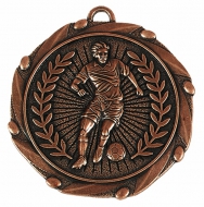Combo45 Footballer Medal & Ribbon Bronze FREE Red White and Blue Ribbon 45mm