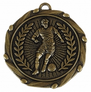 Combo45 Footballer Medal & Ribbon Gold Red White Blue 45mm