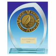 Infinity Rugby Trophy Award Glass Trophy - Ant Gold/Clear - 7.25 inch (18.5cm) - New 2018