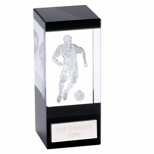 Orbit Black Football Trophy Award Crystal - Clear/Blue - 4.75 inch (12cm) - New 2018