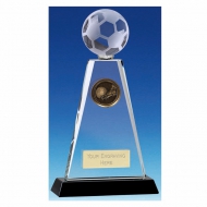 Trio Football Trophy Award Crystal Trophy - Clear/Black - 6.75 inch (17cm) - New 2018