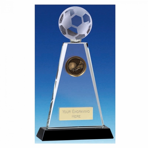 Trio Football Trophy Award Crystal Trophy - Clear/Black - 6.75 inch (17cm) - New 2018