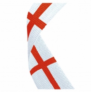 Flag Neck Ribbon England White/Red 7/8 X 32 Inch
