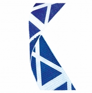 Flag Neck Ribbon Scotland White/Blue 7/8 X 32 Inch