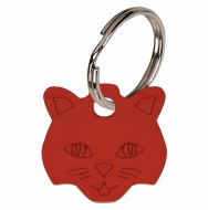 Cat face Red Anodised Alum Tag Red 23mm x 23mm